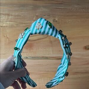 Striped Green Embellished Headband